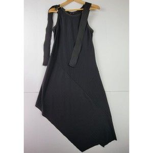 Zara Collection midi dress womens size M black asymmetrical sleeveless